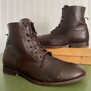 All Saints Men's Classic Lace Front Ankle Boots in Brown Leather